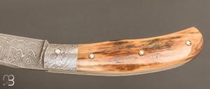    Couteau " Tocard " custom de Jérôme Bellon - Ivoire de mammouth et lame damas