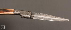  Couteau " Vendetta " de Philippe Ricard - Ivoire de mammouth et lame damas plume
