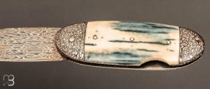   Couteau " Bouledogue" de Jean Pierre Veysseyre - Ivoire de mammouth et lame damas