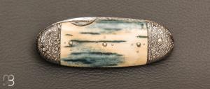   Couteau " Bouledogue" de Jean Pierre Veysseyre - Ivoire de mammouth et lame damas