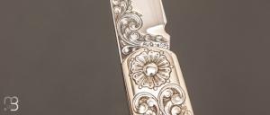    Couteau " Lock Back " de collection par Henry Frank - Ébène et argent