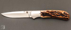   Couteau custom à pompe avant par Ray COVER - Bois de cerf et ATS-34