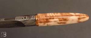   Couteau droit par Josh Scott - JSK USA - Ivoire de morse et damas