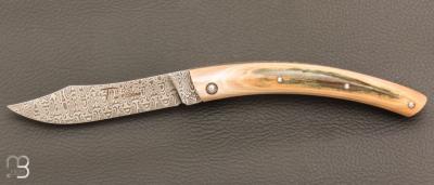 Couteau " le Thiers 11CM " par Cognet - Ivoire de mammouth et lame damas