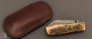   Couteau " slipjoint " par Louis Blanchet Kapnist - Ivoire de mammouth et lame damas