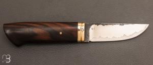 Couteau " Puukko " droit en ébène de Macassar par Christophe Andrian