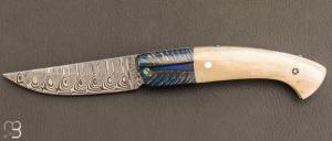 Couteau  " 1515 collection Amérindien  " par Manu Laplace - Os de buffle et damas