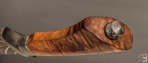  Couteau droit de collection  par Anthony Brochier - Tasmanian black wood et damas Torsadé plume
