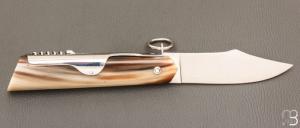   Couteau  " Affutiot 2 pièces " 13,5 cm par J. Mongin - Corne blonde