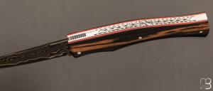 Couteau " Artense " par Alain Conesa - Acier & Cuir - Ebène et Suminagashi