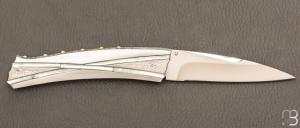   Couteau " Bamboo " custom par Koji Hara - Nacre et Cowry Y