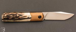   Couteau " Barlow " custom par Romain Lopez - Bois de cerf et RWL34