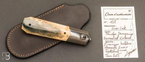  Couteau "Barlow" custom par Romain Lopez - Ivoire de mammouth et Damasteel