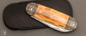  Couteau " Bulldog " mammouth et damas par Thomas Chovin