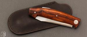  Couteau " Burpee " lock back custom par Frédéric Collin - Bois de fer et lame en RWL34