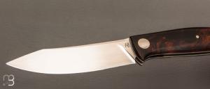    Couteau " Burpee " lock back custom par Frédéric Collin - Bois de fer et lame en RWL34