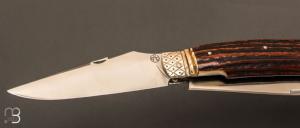   Couteau " Chasse bi-lame " pliant fait main par Bastien Toubhans - Atelier Beau Merle