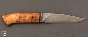  Couteau  "  Custom fixe  " par Jean Paul Sire - Lame forgée acier damas et olivier