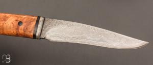  Couteau  "  Custom fixe  " par Jean Paul Sire - Lame forgée acier damas et olivier