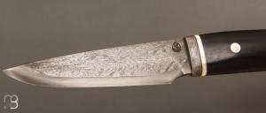   Couteau Droit de collection par Jean Paul Sire - Ébène du Mozambique et Damas multi-barreaux
