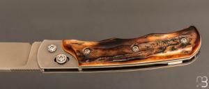    Couteau " Explorateur " custom par Éric Parmentier - Bois de cerf et lame en niolox