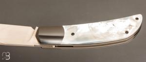  Couteau "Foxy" custom par Maxime Belzunce - Nacre blanche et RWL34