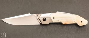 Couteau " Front-flipper " custom par Romain Lopez - Ivoire de phacochère et RWL34