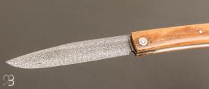   Couteau " Harpo " custom par Anthony Brochier - Croûte de mammouth et lame damas mosaïque torsadé