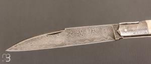 Couteau " Issoire " custom de Jérôme Bellon - Bois de cerf et damas