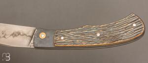  Couteau " Jack " pliant par Tanguy Coillot - Laiton sculpté et lame en C130