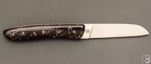 Couteau " L08 " de Perceval - Copeaux alu rouge stabilisés