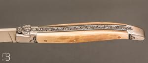    Couteau " Laguiole 12 CM " de Jérôme Lamic - Ivoire de mammouth et 14C28N