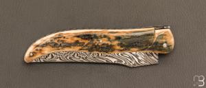  Couteau " Laguiole Grand Air 14,5 cm" pièce unique par Rozelier Fabien - Ty Coutelier - Damas "Didier Lang" et Mammouth