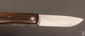   Couteau  " Le Dodu  " à cran plat par Frédéric Maschio - Ébène marbré et acier 80CrV2