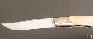  Couteau " Legend LockBack " pliant artisanal de Cyril Kalisz - Ivoire de phacochère et RWL34