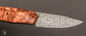   Couteau " Liner-Lock custom  " par Florian Dreyer FD-Knives - Saule stabilisé et lame damas