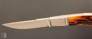 Couteau "Lock-Back  " par Honoré Vilain - RWL34 et Os cerfé