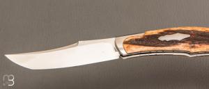 Couteau " Spicy Lock-back " pliant artisanal de Cyril Kalisz - Bois de cerf et RWL34