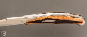Couteau " Spicy Lock-back " pliant artisanal de Cyril Kalisz - Bois de cerf et RWL34