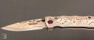   Couteau MC33MD par Mcusta - Mokume et Rainbow damas - Pièce Unique