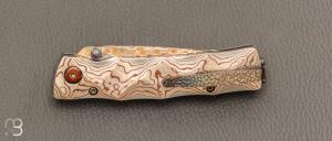   Couteau MC33MD par Mcusta - Mokume et Rainbow damas - Pièce Unique