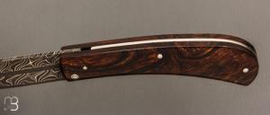 Couteau " Mineur Friction " de collection par Benjamin Cariou - Bois de fer et damas torsadé