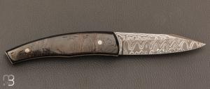 Couteau " Pièce unique " de Alain & Joris Chomilier - Corne de buffle et damas inoxydable Chad Nichols