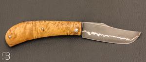   Couteau " Pilon "  custom de Anthony Brochier - Loupe de buis et lame San-Maï