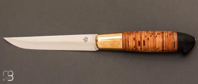 Couteau " Puukko" par la Forge de Pierre - écorce de bouleau et lame en acier carbone C70