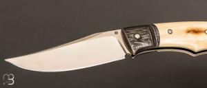    Couteau " Ryan's " custom par Raphaël Durand - Ivoire de phacochère et damas S. Lurquin