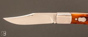   Couteau  "  Slipjoint" pliant fait main par Thierry Chevron - Amber stag et RWL-34