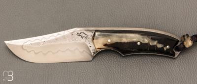   Couteau " Sparus " fixe forgé par Guy Poggetti - Corne de bélier et C130