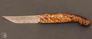 Couteau "  Ttras  "  systme racine de marronnier stabilise et lame damas par Jean-Paul Tisseyre