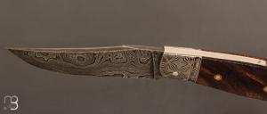   Couteau " Tocard " custom de Jérôme Bellon - Bois de fer et damas